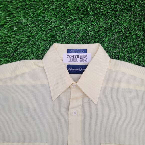 Vintage Polyester Textured Button Shirt Large 22x31 Yellow - Picture 10 of 12